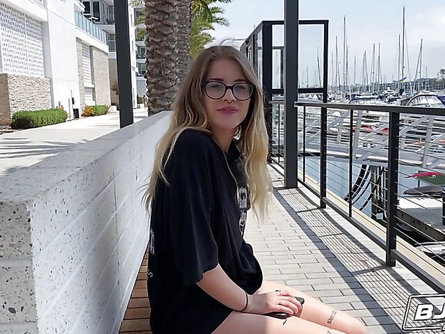 Cute girl with glasses blowjob and rimjob in the nude featuring Taylor Blake