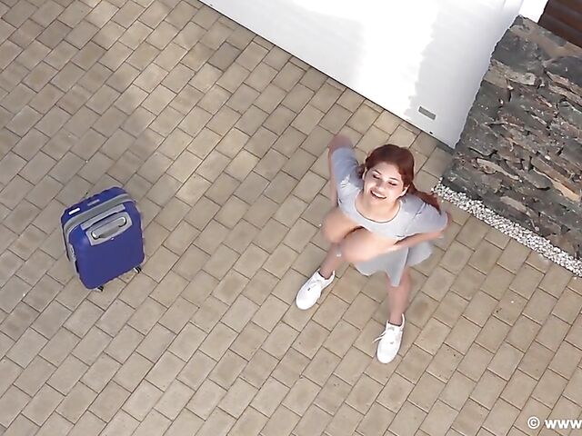 Pigtails and lactating huge natural tits outdoors with Lucy's dress on