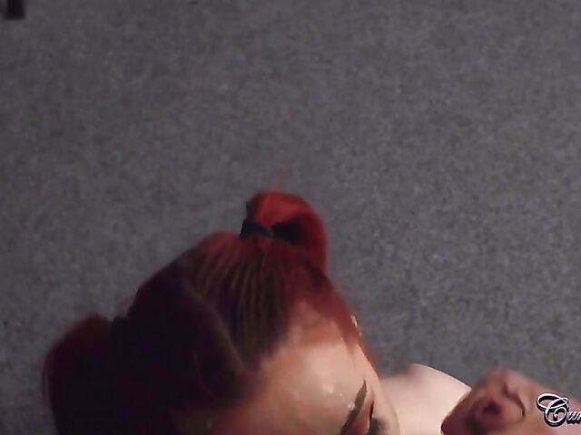 Gigi Rouge - British college redhead bukkake in the classroom