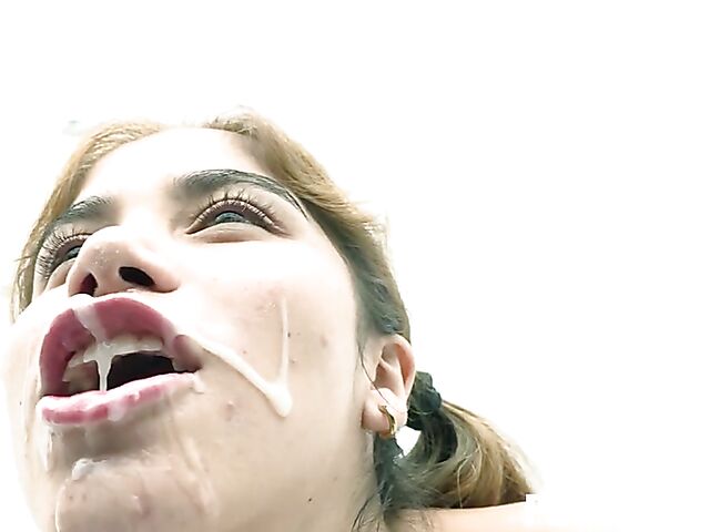 Spanish teen blowbang bukkake swallow featuring Marina Gold