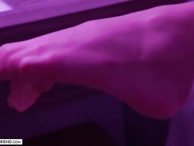 Beautiful blonde in sexy lingerie Kenzie Anne is his tonight's girlfriend