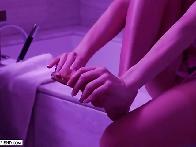 Beautiful blonde in sexy lingerie Kenzie Anne is his tonight's girlfriend