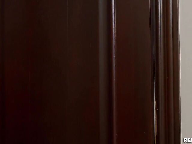 Sneaky sex with big natural tits girl Angel Youngs