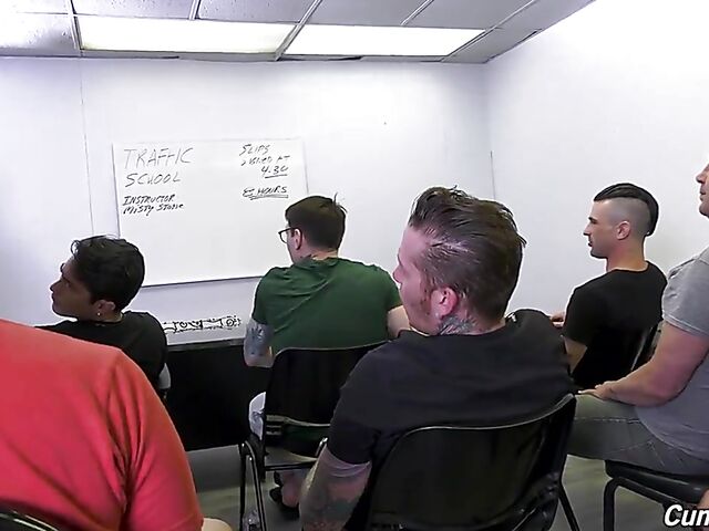 Interracial blow bang in the classroom with cum hungry ebony teacher Misty Stone