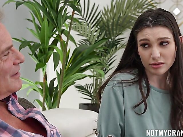 All natural cute brunette Lily Lou takes Evan Stone's old cock