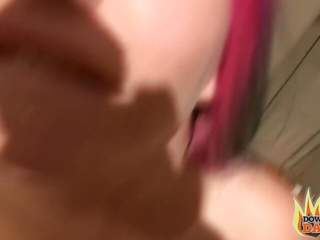 Aviva Rocks - PInk-haired slut with big boobs POV in public places