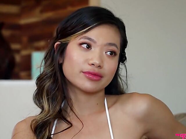 FFM teen threesome with cute patriotic girls in matching outfits Aria Valencia and Vina Sky