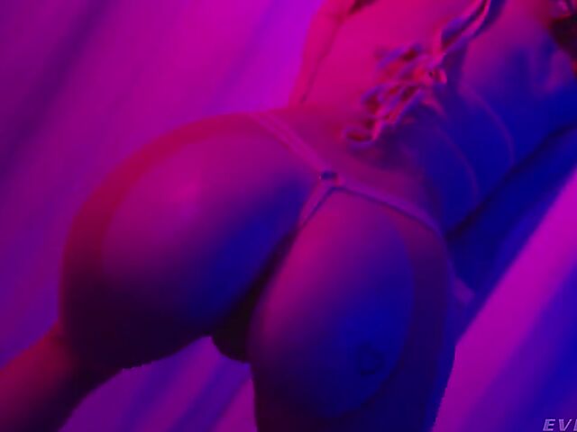 Fishnet anal fuck in neon light with Scarlet Chase