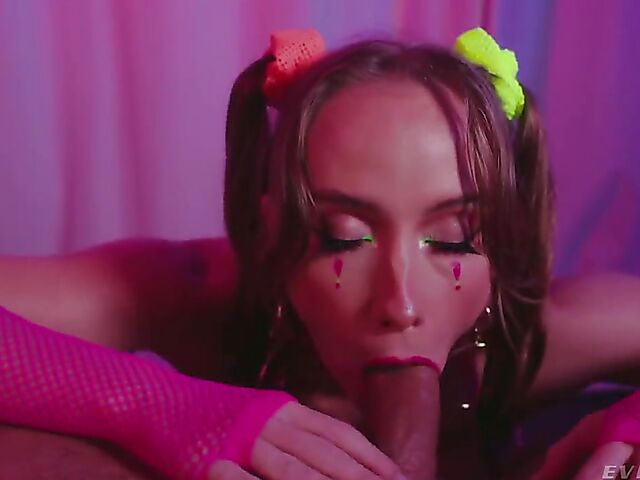 Fishnet anal fuck in neon light with Scarlet Chase