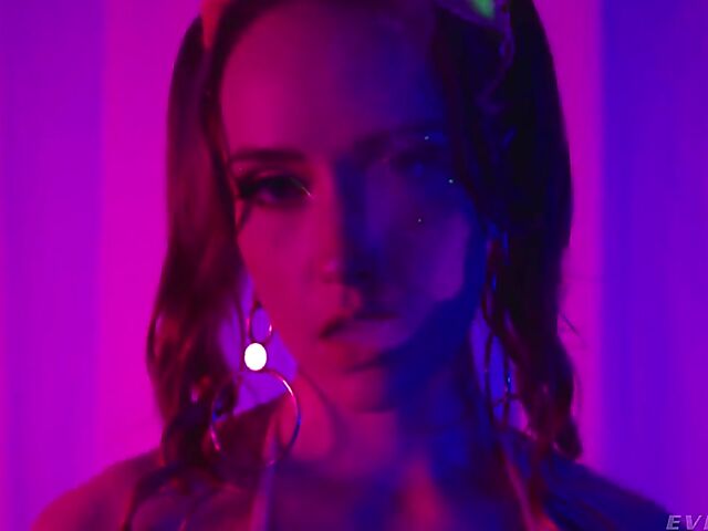 Fishnet anal fuck in neon light with Scarlet Chase