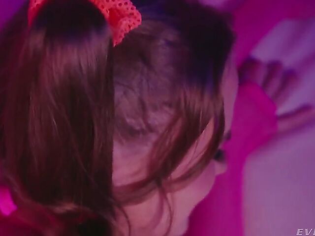 Fishnet anal fuck in neon light with Scarlet Chase