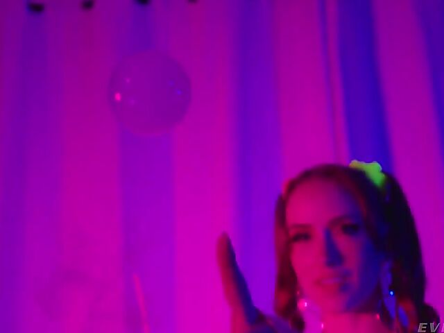 Fishnet anal fuck in neon light with Scarlet Chase