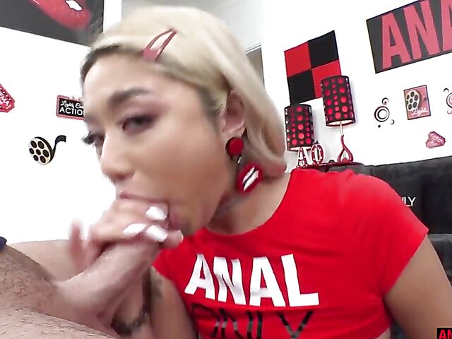 Asian anal teen Gia DiBella gets her pretty ass oiled and fucked