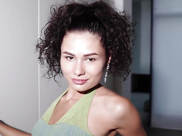 Playboy erotic solo with Layla Balan stripping nude in the doorway