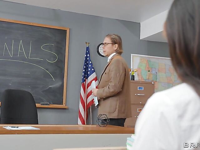 Young busty ebony schoolgirl Ali Cash sucks and fucks her teacher