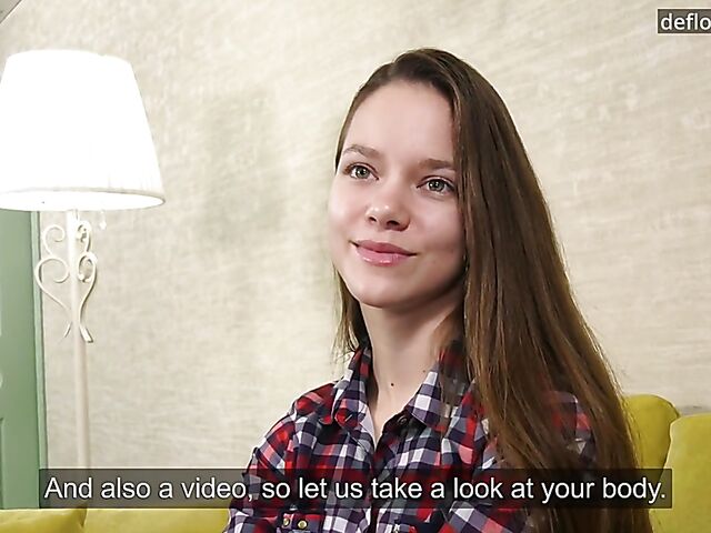 Beautiful Russian virgin teen Juliette Bellamy spreads her pussy and masturbates