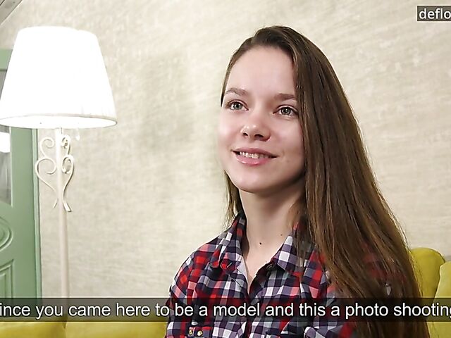 Beautiful Russian virgin teen Juliette Bellamy spreads her pussy and masturbates