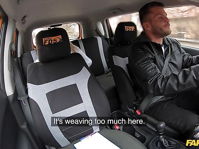 Busty MILF Crystal Swift shows her huge natural tits to her driving instructor in the car