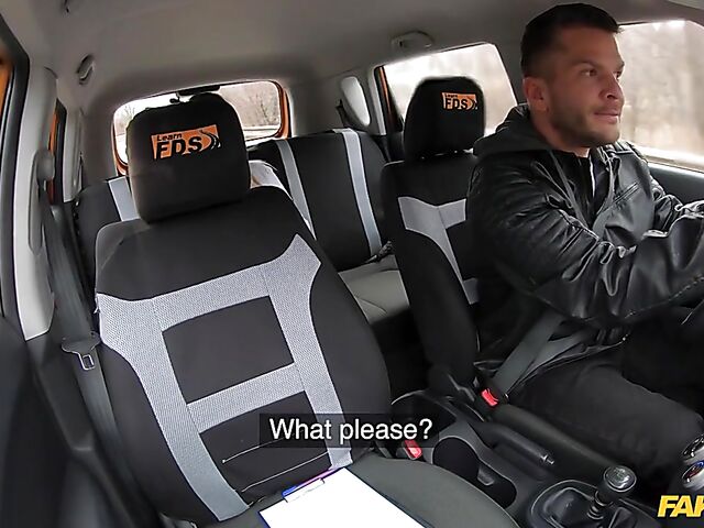 Busty MILF Crystal Swift shows her huge natural tits to her driving instructor in the car