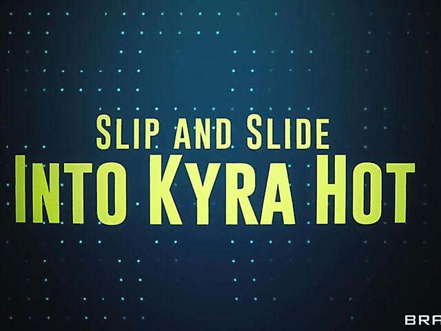 Wet Kyra Hot with huge oiled tits gets shagged