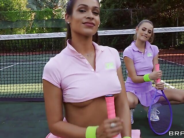 Sexy lesbian trio in tennis uniforms Kali Roses, Katana Kombat & Kyler Quinn