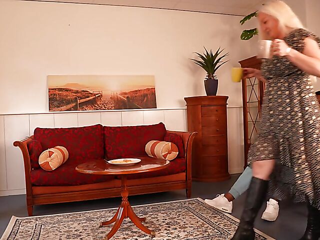 Blonde mature interracial fuck with her best friend's son