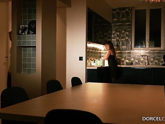 Lingerie and stockings threesome in the dark with gorgeous Clara Mia and Tiffany Leiddi