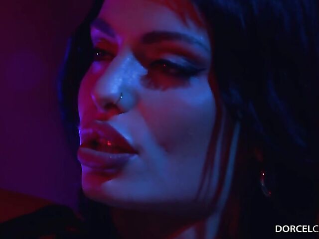 Lingerie and stockings threesome in the dark with gorgeous Clara Mia and Tiffany Leiddi