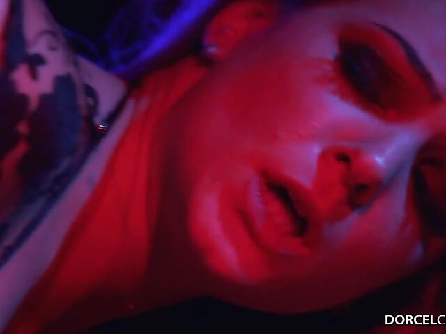 Lingerie and stockings threesome in the dark with gorgeous Clara Mia and Tiffany Leiddi