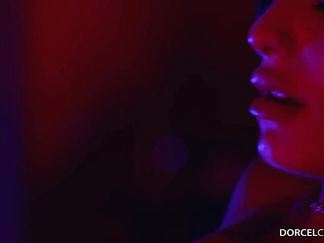 Lingerie and stockings threesome in the dark with gorgeous Clara Mia and Tiffany Leiddi