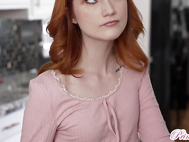 Skinny redhead Scarlet Skies helps her stepbrother Ricky Spanish