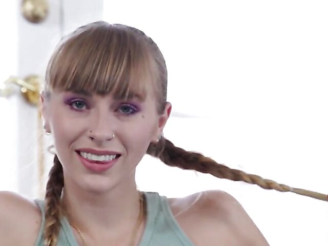 Hard fuck and finger squirt in ripped yoga pants with big natural tits girl Angel Youngs