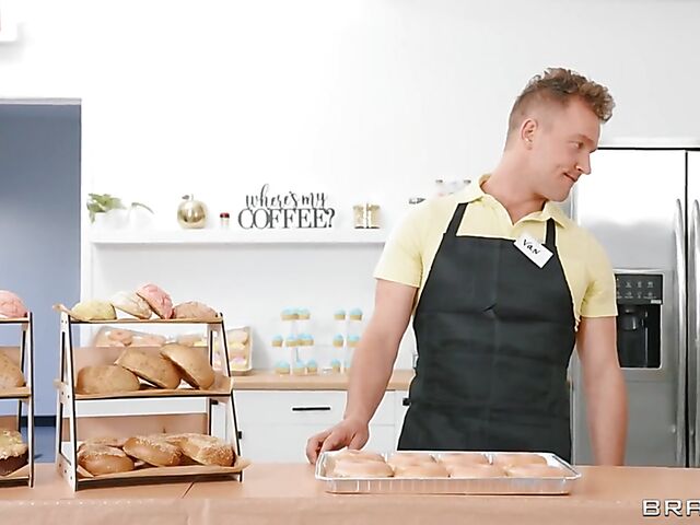 Threesome anal in the bakery with hot ass girls Maddy May and Lily Lou