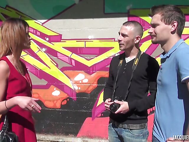 French outdoor threesome by the lake with Carla Rosa