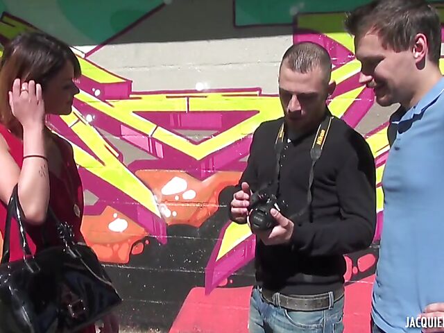 French outdoor threesome by the lake with Carla Rosa