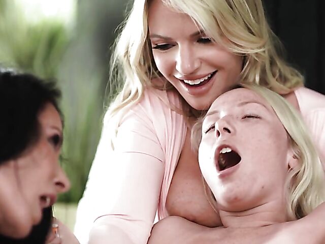 Teen and two milfs lesbian threesome with Reagan Foxx, Rachael Cavalli, and Dixie Lynn