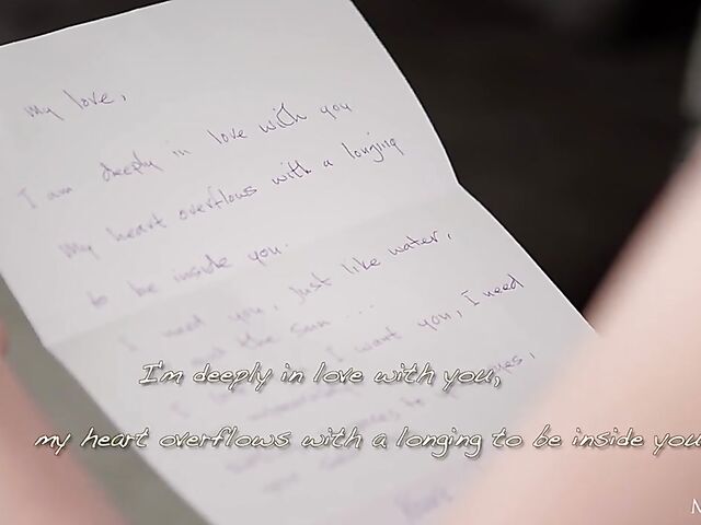 Anie Darling - Skinny solo girl masturbating while reading her love letter