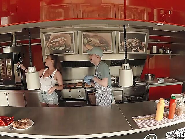 POV sex in the food truck with busty hot dog lover Lady Lyne