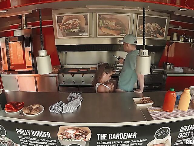 POV sex in the food truck with busty hot dog lover Lady Lyne