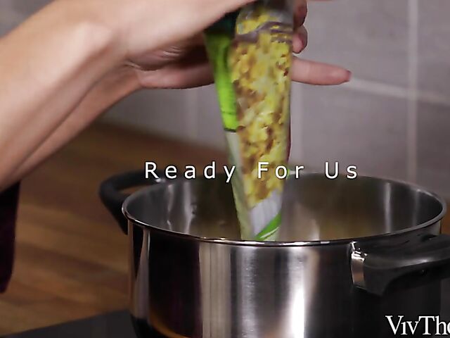 Lesbian kitchen loving with Lucie Flores and Sarah Cute