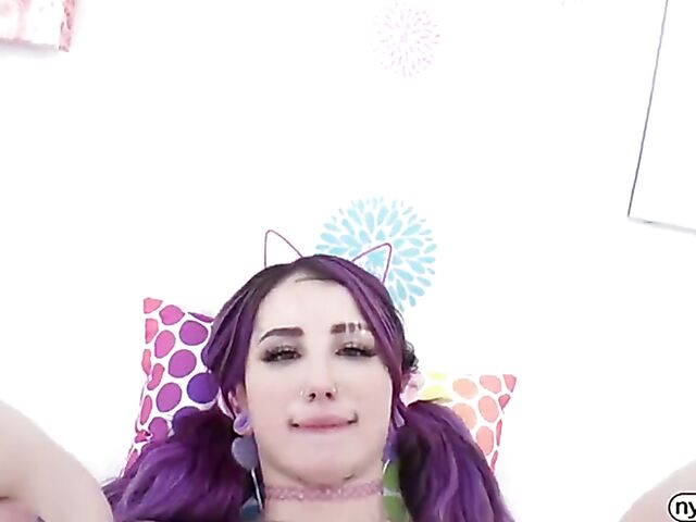 Close up fuck with purple-haired tattoo girl Valerica.Steele