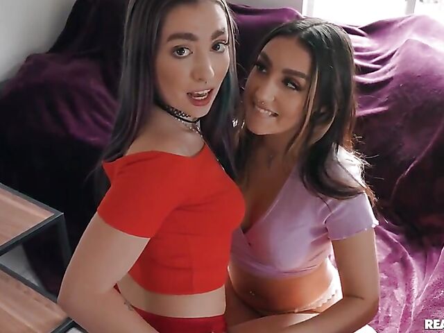 POV threesome with bisexual roommates Bailey Base and Violet Gems