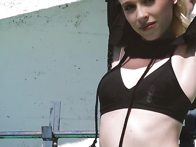 Nude workout in the sun and sexy masturbation with Riley Anne