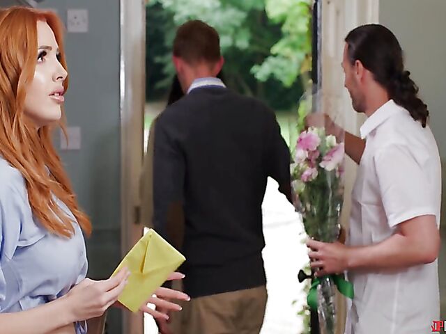 British big tits redhead Scarlett Jones is back home with amnesia and gets pounded in her bedroom