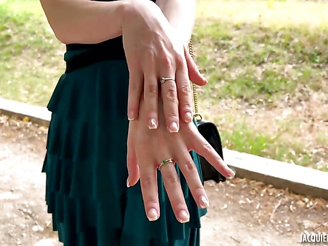 Outdoor stockings and shoes fuck poolside with 24-year-old Stella from Lille