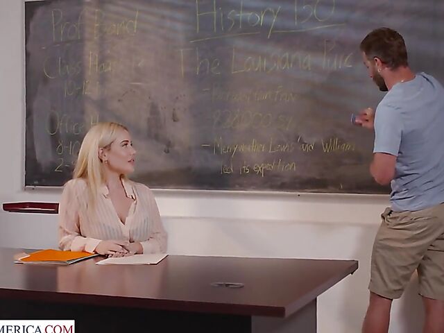 Beautiful milf teacher with big boobs Savannah Bond fucks her student