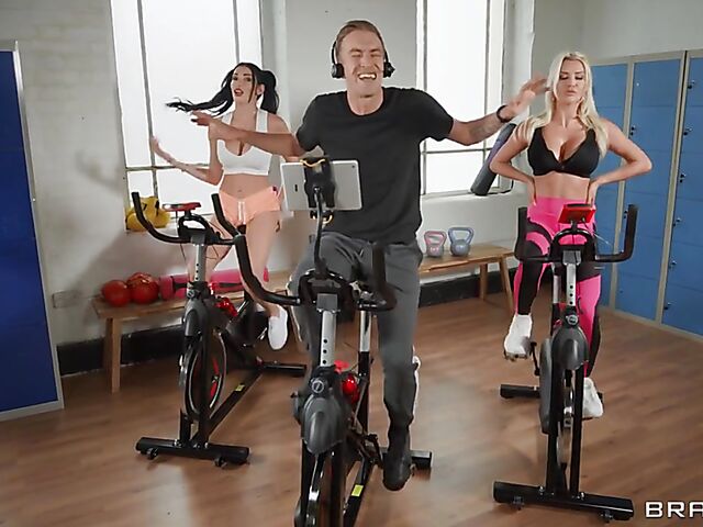 Danny D threesome gym anal with big tits babes Clea Gaultier and Sienna Day
