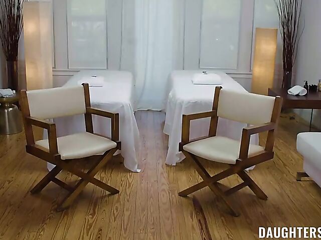 Spa day with stepdads and group massage sex with naughty daughters Freya von Doom and Sweet Sophia
