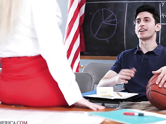 Busty teacher with glasses Karma Rx fucks her student