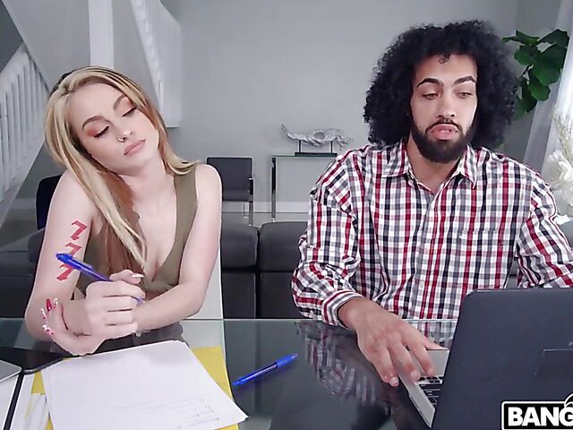 Pretty face girl Kimberly Snow fucks her biology tutor James Angel